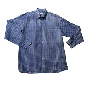 Ermenegildo Zegna Blue Plaid 100% Cotton Button Up   Shirt - Large